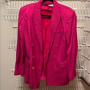 Zara Vibrant Pink oversized Double-Breasted Blazer